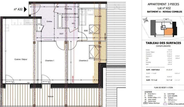 Appartement F3 &agrave; vendre - 3 pi&egrave;ces - 61,43 m2 - Abondance - 74 - RHONE-ALPES