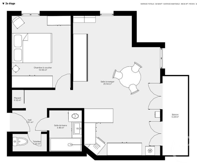 Appartement F2 &agrave; vendre - 2 pi&egrave;ces - 46,42 m2 - St Paul En Chablais - 74 - RHONE-ALPES