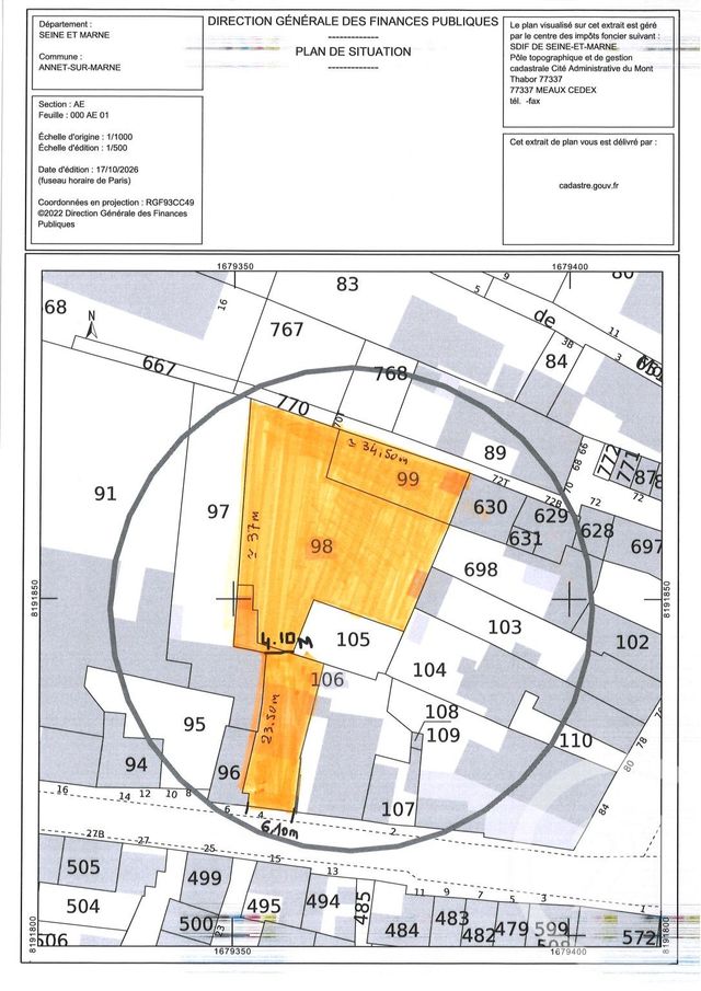 Terrain &agrave; vendre - 1295 m2 - Annet Sur Marne - 77 - ILE-DE-FRANCE