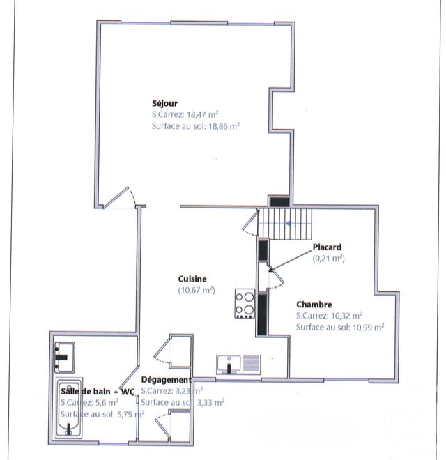 Appartement F2 &agrave; vendre - 2 pi&egrave;ces - 48 m2 - Claye Souilly - 77 - ILE-DE-FRANCE