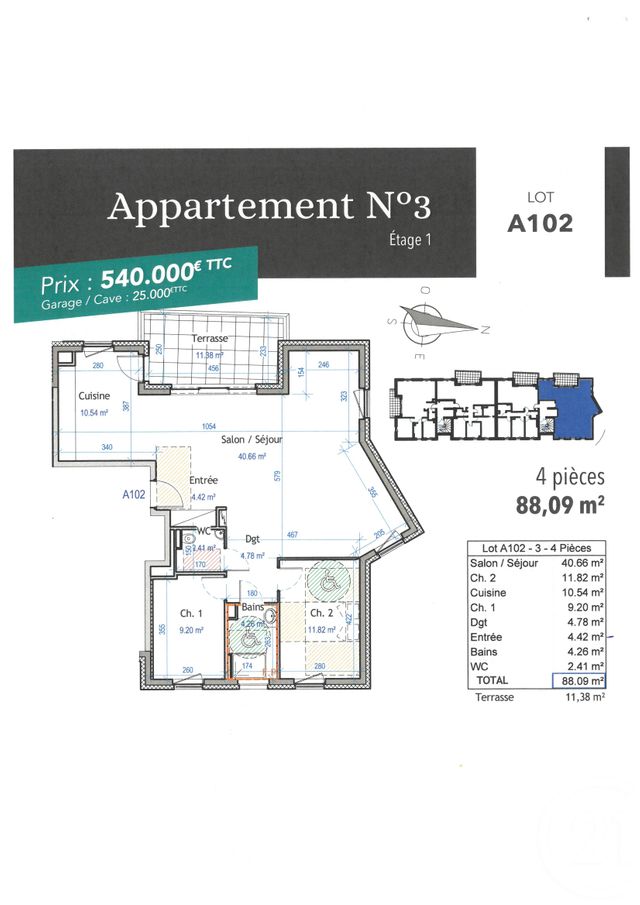 Appartement F3 &agrave; vendre - 3 pi&egrave;ces - 88,09 m2 - Strasbourg - 67 - ALSACE