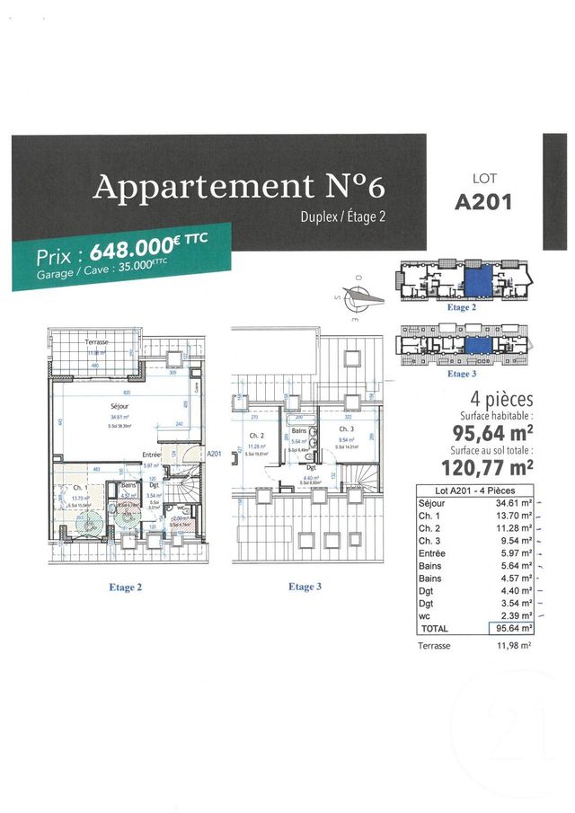 Appartement Duplex &agrave; vendre - 4 pi&egrave;ces - 95,64 m2 - Strasbourg - 67 - ALSACE