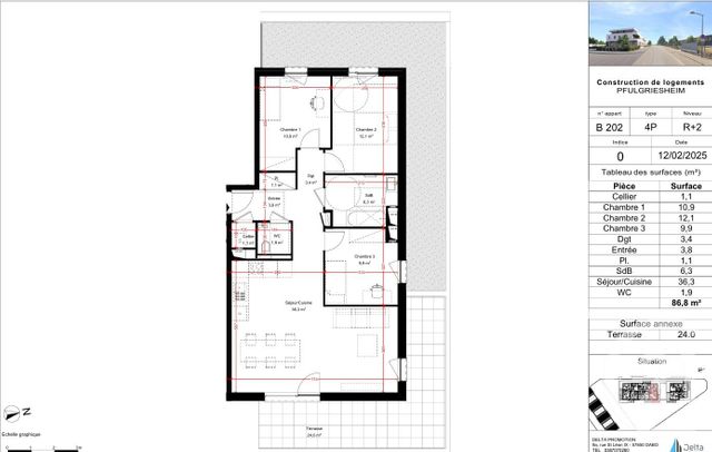 Appartement F4 &agrave; vendre - 4 pi&egrave;ces - 86,80 m2 - Pfulgriesheim - 67 - ALSACE