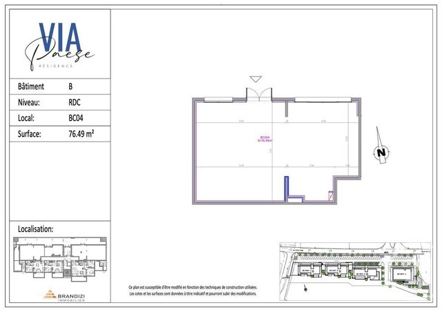 Local commercial à louer - 76.49 m2 - 202 - Haute-Corse