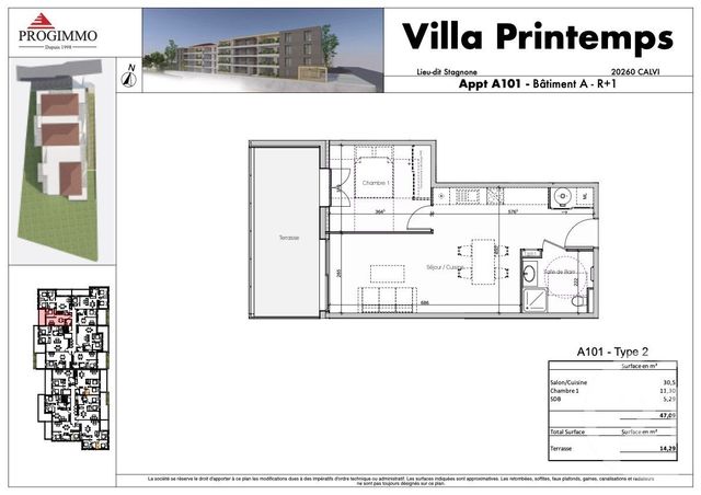 Appartement T2 à vendre - 2 pièces - 47 m2 - Calvi - 202 - CORSE