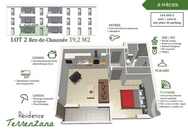 Appartement T2 à vendre - 2 pièces - 39 m2 - Aleria - 202 - CORSE