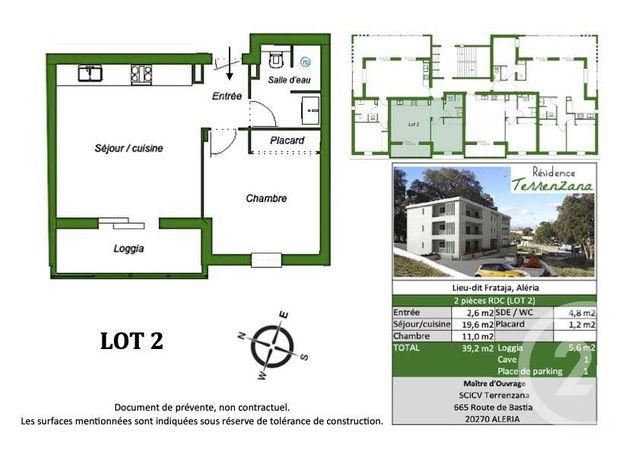 Appartement T2 à vendre - 2 pièces - 39 m2 - Aleria - 202 - CORSE