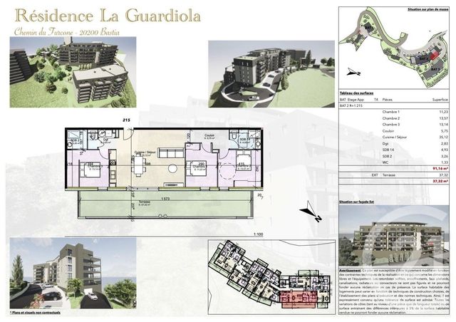 Appartement T4 &agrave; vendre - 4 pi&egrave;ces - 91 m2 - Bastia - 202 - CORSE