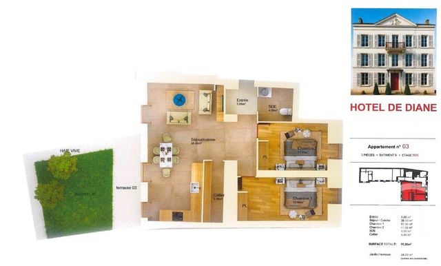 Appartement F3 &agrave; vendre - 3 pi&egrave;ces - 75,20 m2 - Anet - 28 - CENTRE