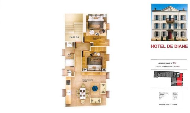Appartement F3 &agrave; vendre - 3 pi&egrave;ces - 61,50 m2 - Anet - 28 - CENTRE