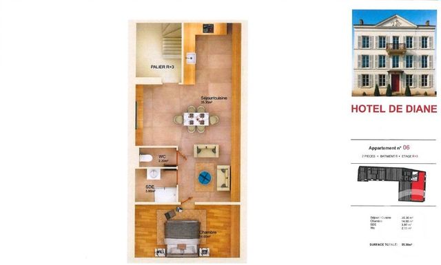 Appartement F2 &agrave; vendre - 2 pi&egrave;ces - 55,30 m2 - Anet - 28 - CENTRE