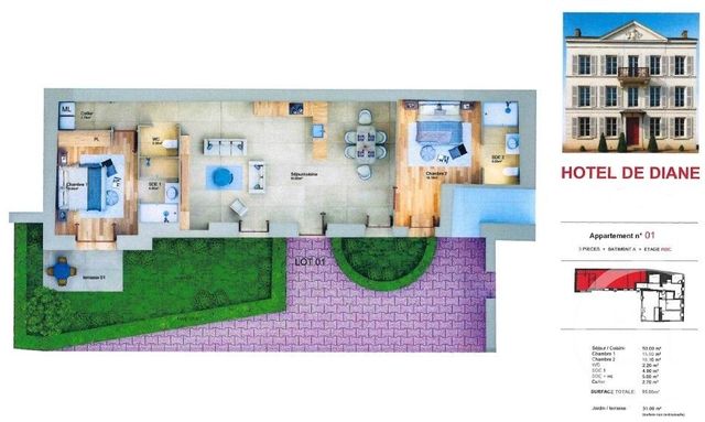 Appartement F3 &agrave; vendre - 3 pi&egrave;ces - 95 m2 - Anet - 28 - CENTRE