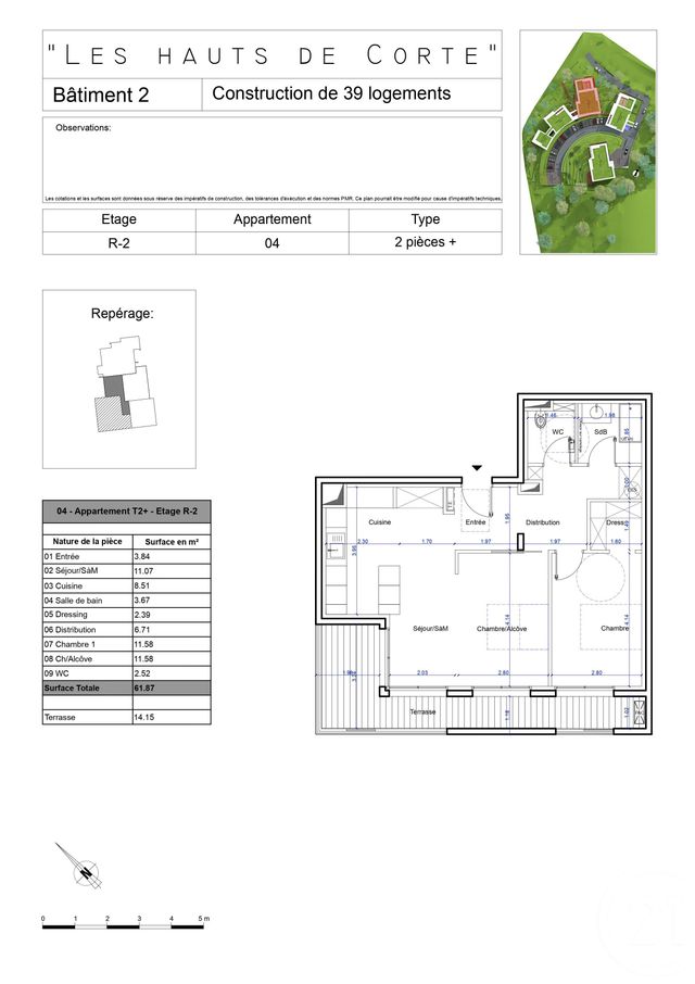 Appartement à vendre - 3 pièces - 61,87 m2 - Corte - 202 - CORSE