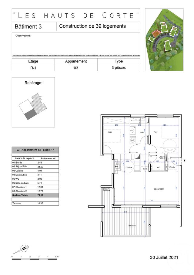 Appartement à vendre - 3 pièces - 70 m2 - Corte - 202 - CORSE
