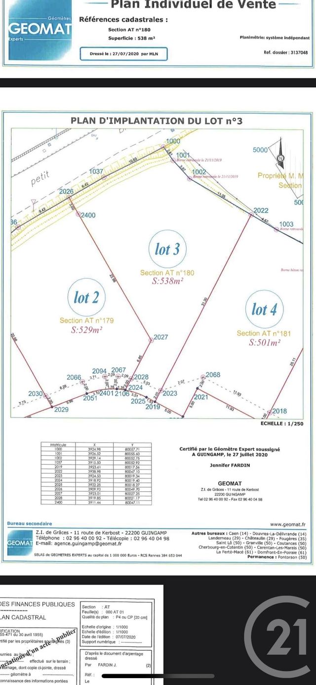 Terrain &agrave; vendre - 538 m2 - Graces - 22 - BRETAGNE