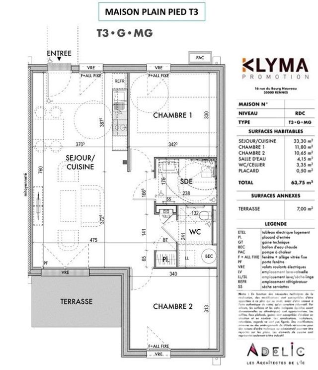 Maison &agrave; louer - 3 pi&egrave;ces - 64 m2 - Plouagat - 22 - BRETAGNE