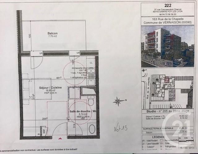 Appartement F1 à vendre - 1 pièce - 23,94 m2 - Vernaison - 69 - RHONE-ALPES