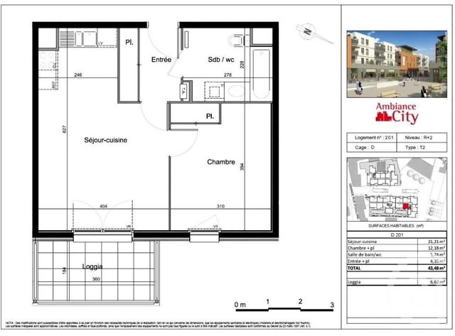 Appartement F2 &agrave; vendre - 2 pi&egrave;ces - 43,48 m2 - Oullins - 69 - RHONE-ALPES