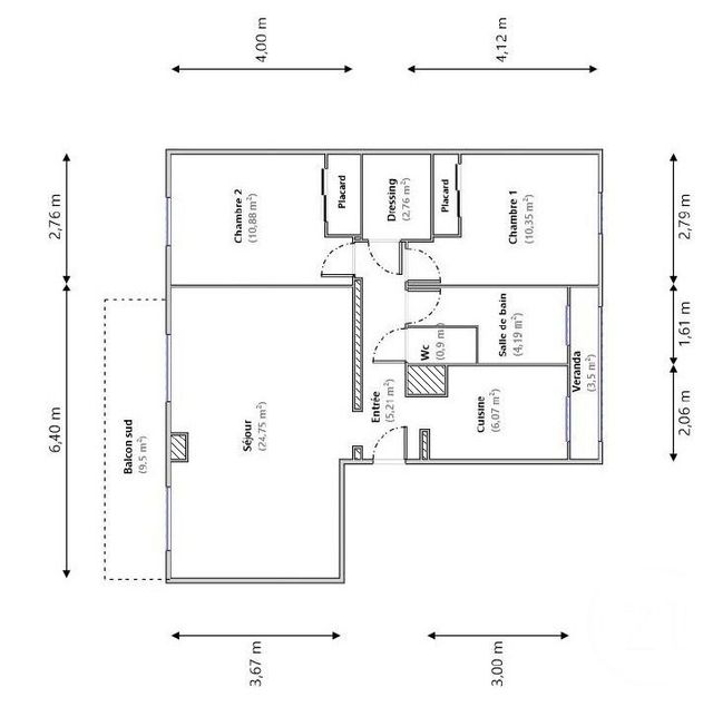 Appartement F3 à vendre - 3 pièces - 65,11 m2 - Nice - 06 - PROVENCE-ALPES-COTE-D-AZUR