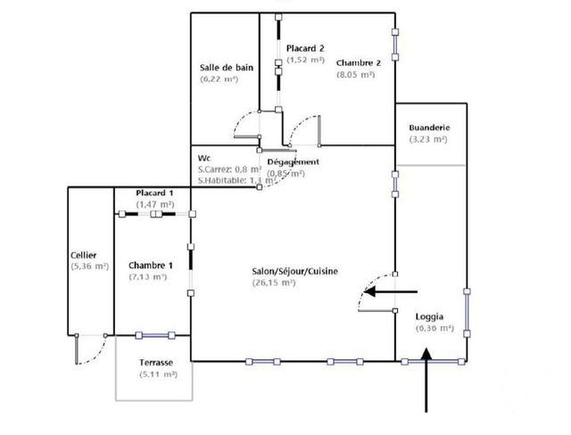 Appartement F3 à vendre - 3 pièces - 58 m2 - St Paul De Vence - 06 - PROVENCE-ALPES-COTE-D-AZUR