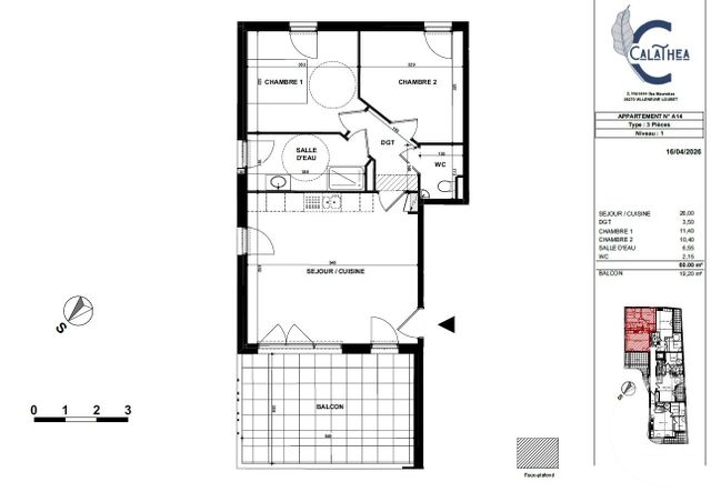 Appartement F3 &agrave; vendre - 3 pi&egrave;ces - 60 m2 - Villeneuve Loubet - 06 - PROVENCE-ALPES-COTE-D-AZUR