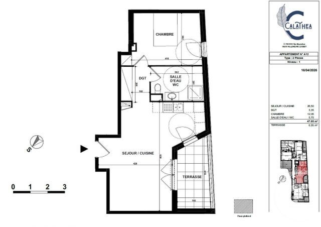 Appartement F2 &agrave; vendre - 2 pi&egrave;ces - 47,65 m2 - Villeneuve Loubet - 06 - PROVENCE-ALPES-COTE-D-AZUR