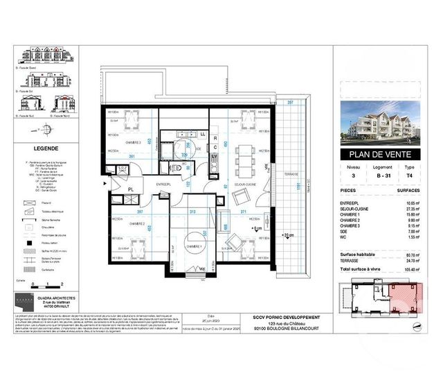 Appartement T4 &agrave; vendre - 4 pi&egrave;ces - 80,70 m2 - Pornic - 44 - PAYS-DE-LOIRE