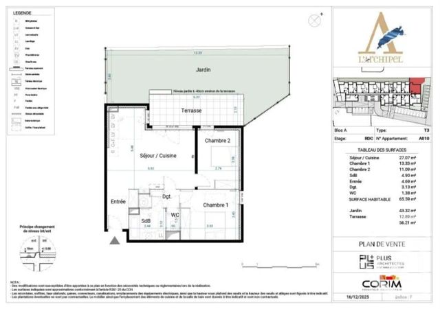 Appartement F3 &agrave; vendre - 3 pi&egrave;ces - 65,59 m2 - Meze - 34 - LANGUEDOC-ROUSSILLON