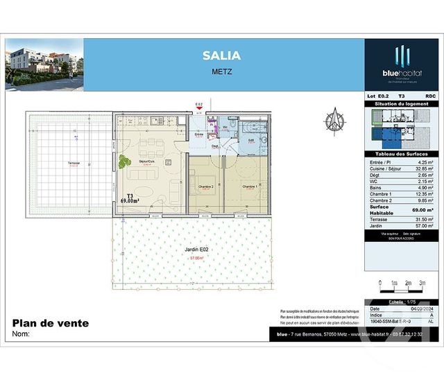 Appartement F3 &agrave; vendre - 3 pi&egrave;ces - 69 m2 - Metz - 57 - LORRAINE