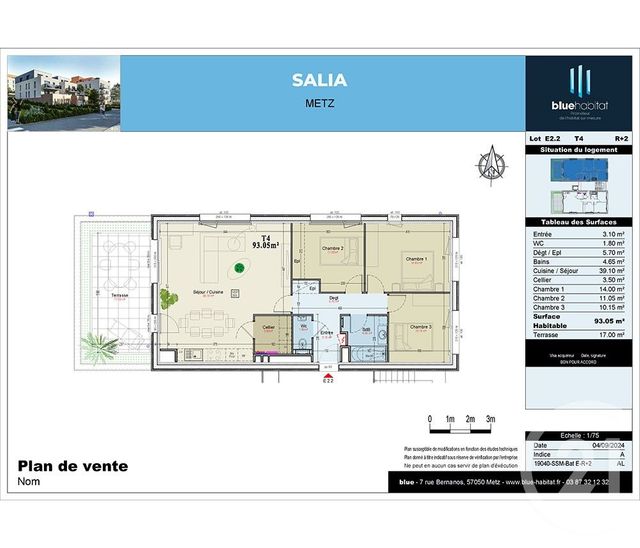 Appartement F4 &agrave; vendre - 4 pi&egrave;ces - 93,05 m2 - Metz - 57 - LORRAINE