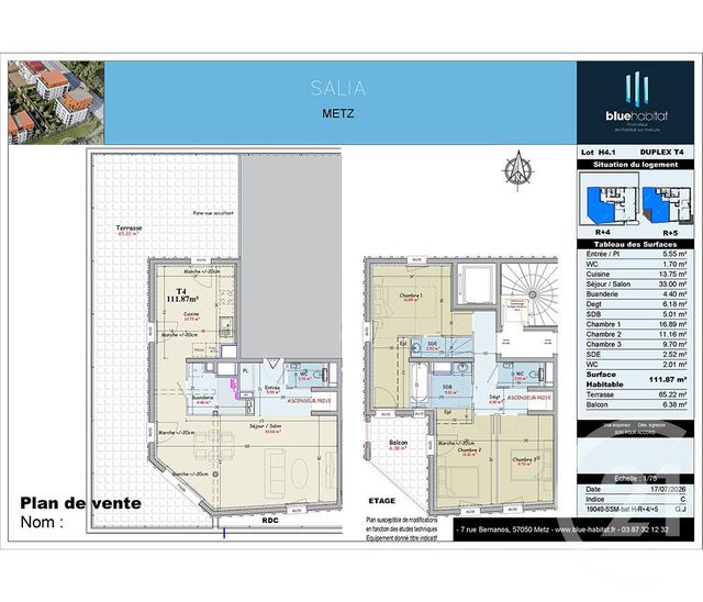 Appartement F4 &agrave; vendre - 4 pi&egrave;ces - 114,50 m2 - Metz - 57 - LORRAINE