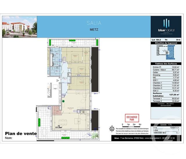 Appartement F4 &agrave; vendre - 4 pi&egrave;ces - 127,28 m2 - Metz - 57 - LORRAINE