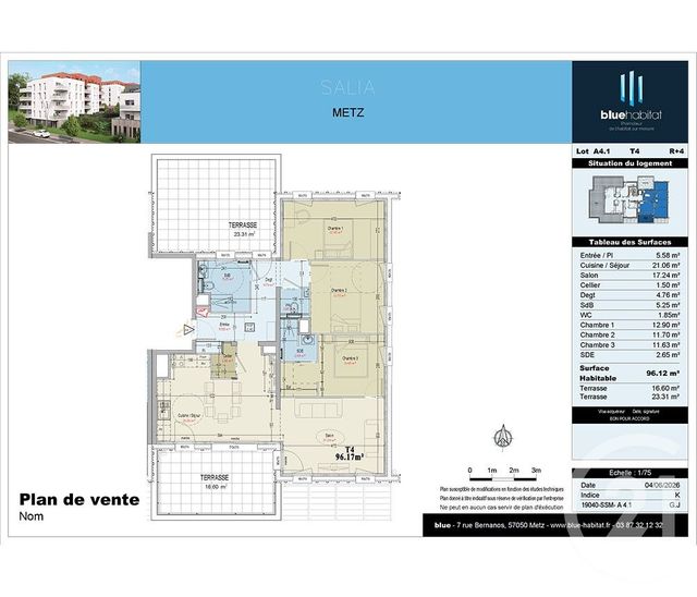 Appartement F4 &agrave; vendre - 4 pi&egrave;ces - 96,17 m2 - Metz - 57 - LORRAINE