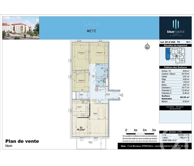 Appartement F4 &agrave; vendre - 4 pi&egrave;ces - 90,61 m2 - Metz - 57 - LORRAINE