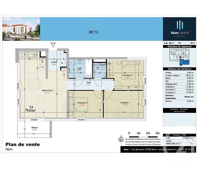 Appartement F4 &agrave; vendre - 4 pi&egrave;ces - 79,61 m2 - Metz - 57 - LORRAINE