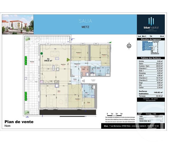 Appartement F4 &agrave; vendre - 4 pi&egrave;ces - 140,82 m2 - Metz - 57 - LORRAINE