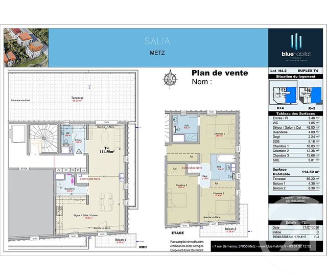 Appartement F4 &agrave; vendre - 4 pi&egrave;ces - 114,50 m2 - Metz - 57 - LORRAINE