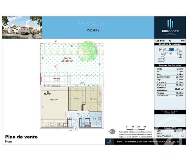 Appartement &agrave; vendre - 3 pi&egrave;ces - 66,40 m2 - Woippy - 57 - LORRAINE