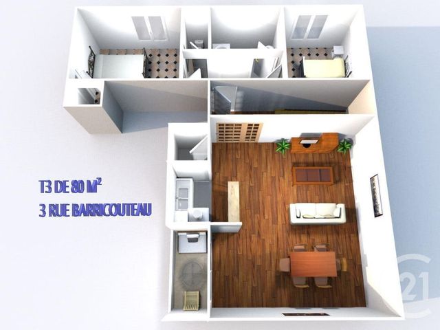 Appartement F3 &agrave; louer - 3 pi&egrave;ces - 80 m2 - Graulhet - 81 - MIDI-PYRENEES