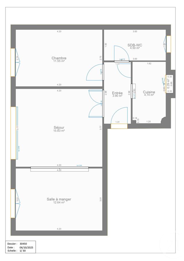 Appartement F3 &agrave; vendre - 3 pi&egrave;ces - 53,16 m2 - Paris - 75016 - ILE-DE-FRANCE