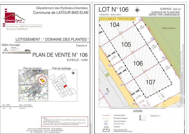 Terrain &agrave; vendre - 222 m2 - Latour Bas Elne - 66 - LANGUEDOC-ROUSSILLON
