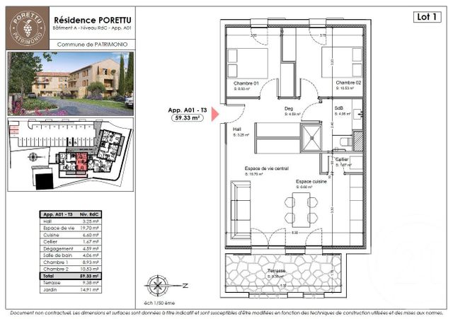 Appartement T3 &agrave; vendre - 3 pi&egrave;ces - 59,33 m2 - Patrimonio - 202 - CORSE