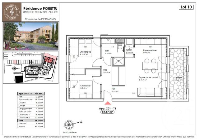 Appartement T3 &agrave; vendre - 3 pi&egrave;ces - 59,67 m2 - Patrimonio - 202 - CORSE
