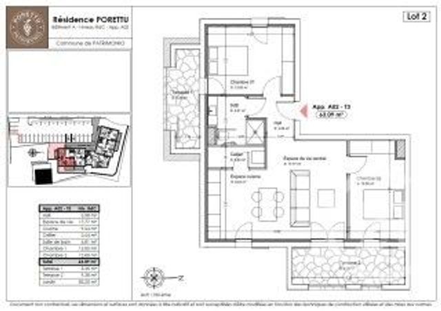 Appartement T3 &agrave; vendre - 3 pi&egrave;ces - 62,86 m2 - Patrimonio - 202 - CORSE