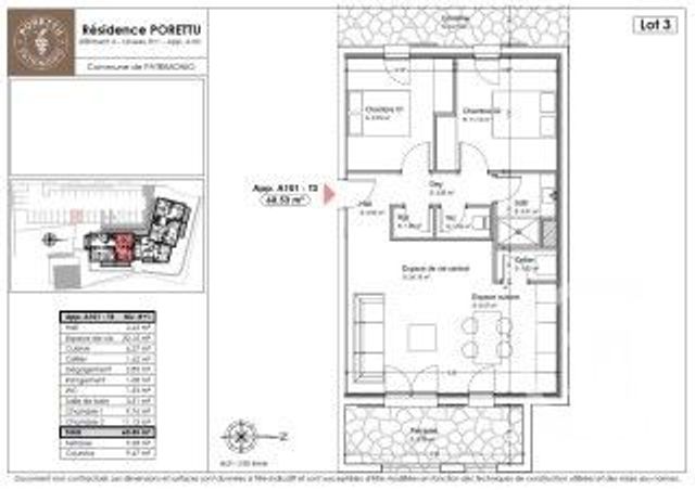Appartement T3 &agrave; vendre - 3 pi&egrave;ces - 60,53 m2 - Patrimonio - 202 - CORSE