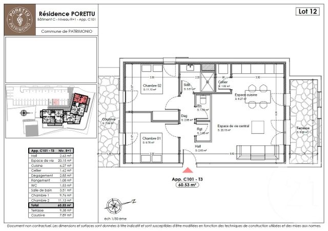 Appartement T3 &agrave; vendre - 3 pi&egrave;ces - 60,53 m2 - Patrimonio - 202 - CORSE