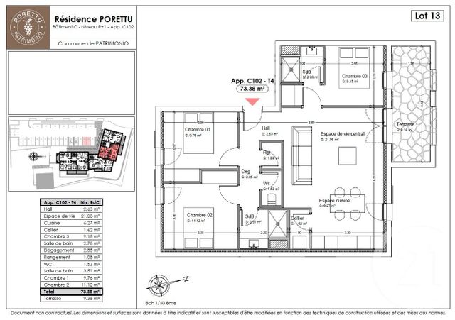 Appartement T4 &agrave; vendre - 4 pi&egrave;ces - 73,38 m2 - Patrimonio - 202 - CORSE