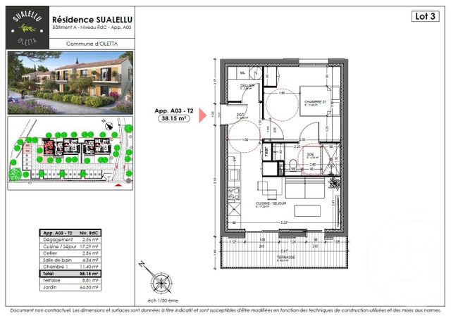 Appartement T2 &agrave; vendre - 2 pi&egrave;ces - 38,15 m2 - Oletta - 202 - CORSE