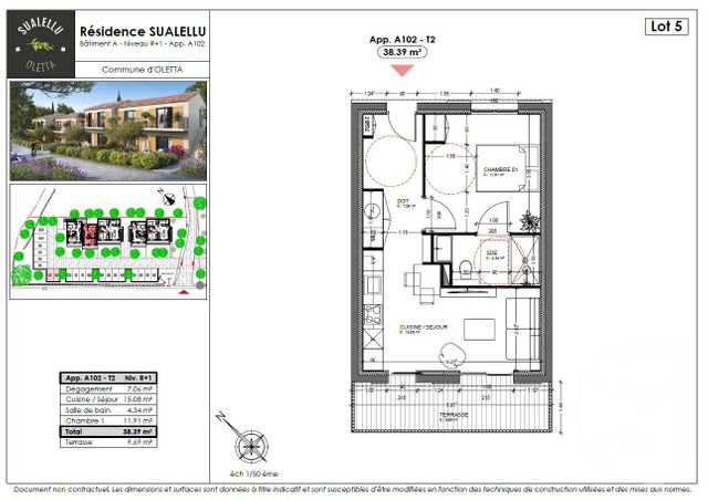 Appartement T2 &agrave; vendre - 2 pi&egrave;ces - 38,39 m2 - Oletta - 202 - CORSE