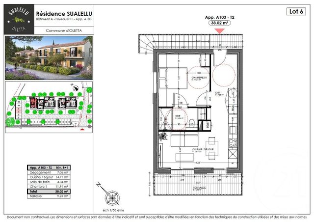 Appartement T2 &agrave; vendre - 2 pi&egrave;ces - 38,02 m2 - Oletta - 202 - CORSE